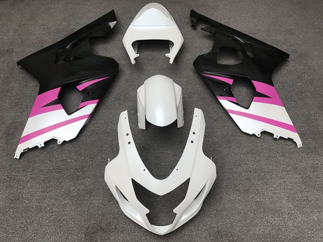 Blanco Mate & Rosa 2004-2005 Suzuki GSXR 600-750 Carenado Moto