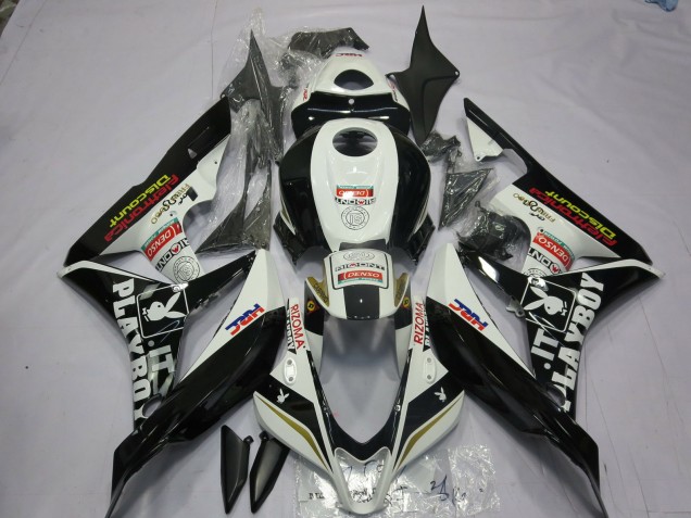 Blanco & Negro Playboy 2007-2008 Honda CBR600RR Carenado Moto