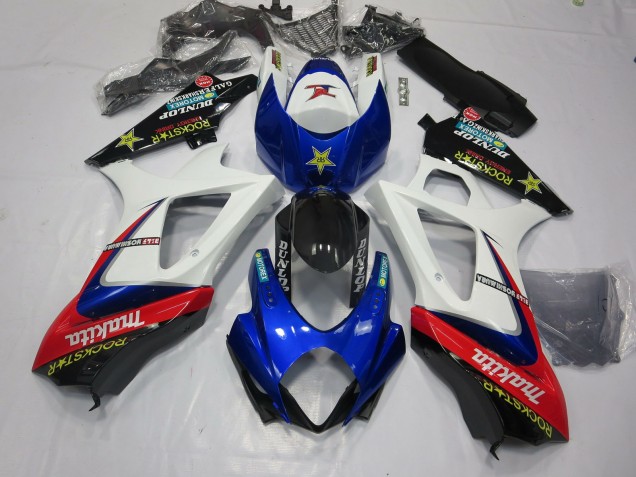Blanco Rockstar 2007-2008 Suzuki GSXR 1000 Carenado Moto
