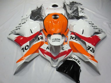 Blanco Rojo & Naranja Repsol 2009-2012 Honda CBR600RR Carenado Moto