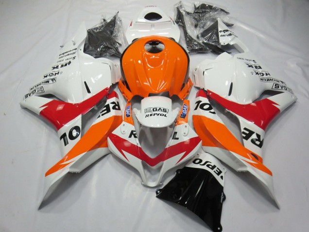Blanco Rojo & Naranja Repsol 2009-2012 Honda CBR600RR Carenado Moto Blanco Rojo & Naranja Repsol 2009-2012 Honda CBR600RR Carenado Moto