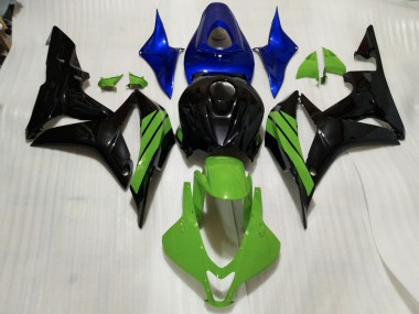 Detalles En Negro Brillante & Verde & Azul 2007-2008 Honda CBR600RR Carenado Moto