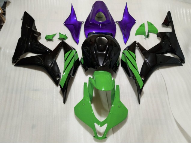 Detalles En Negro Brillante Verde & Morado 2007-2008 Honda CBR600RR Carenado Moto