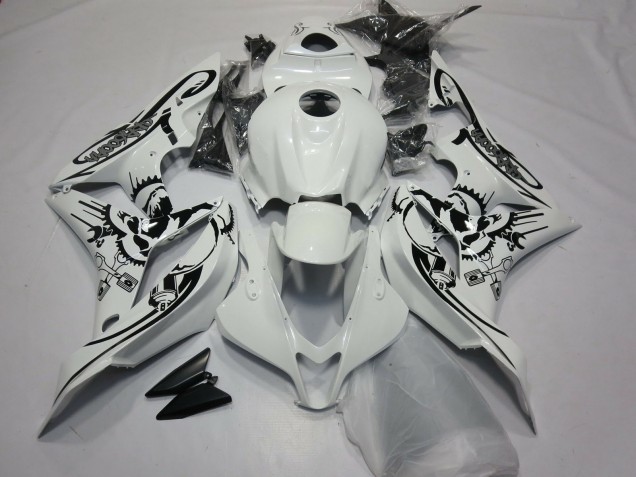 Diseño Especial Blanco Brillante 2007-2008 Honda CBR600RR Carenado Moto