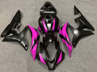 Diseño Negro Mate & Rosa 2007-2008 Honda CBR600RR Carenado Moto