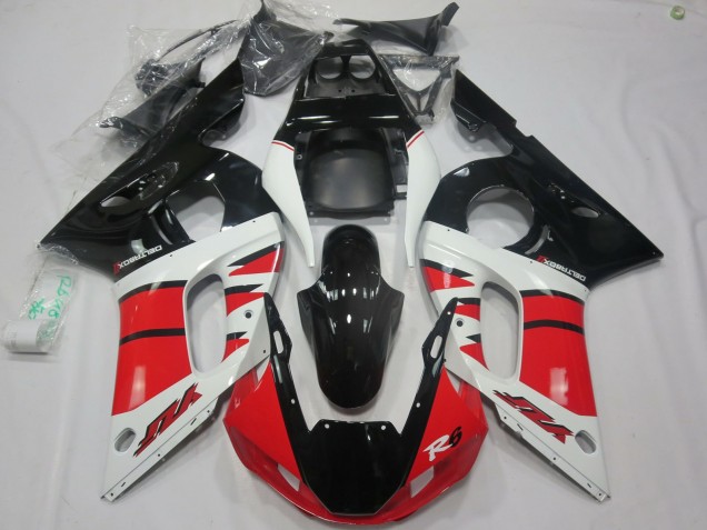 Diseño Rojo Blanco 1998-2002 Yamaha R6 Carenado Moto