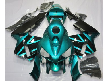 Diseño Verde Azulado & Negro Brillante 2005-2006 Honda CBR600RR Carenado Moto