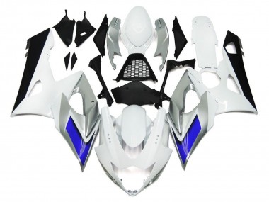 Estilo Blanco Brillante Con Toques Plateados & Azul 2005-2006 Suzuki GSXR 1000 Carenado Moto