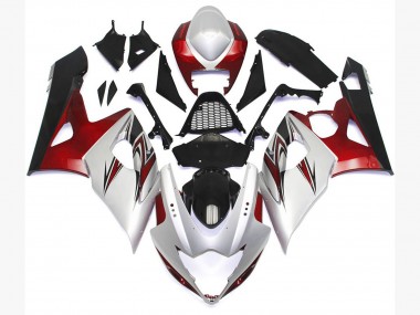 Estilo Blanco Brillante Con Toques Plateados & Bronce 2005-2006 Suzuki GSXR 1000 Carenado Moto