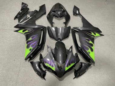 Estilo Fibra De Carbono Con Llamas 2007-2008 Yamaha R1 Carenado Moto