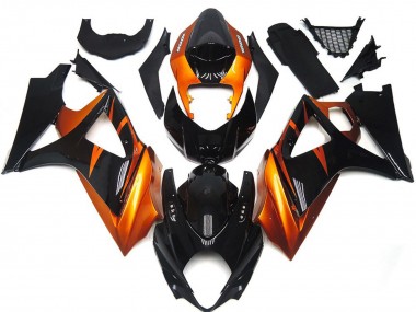 Estilo Naranja & Negro Brillante 2007-2008 Suzuki GSXR 1000 Carenado Moto