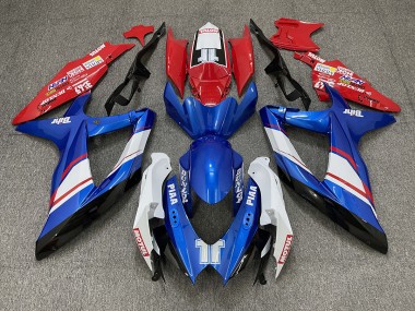 Estilo Personalizado Rojo Azul & Blanco Brillante 2008-2010 Suzuki GSXR 600-750 Carenado Moto