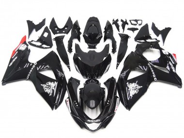 Estilo Sólido Negro Brillante & Rojo 2009-2016 Suzuki GSXR 1000 Carenado Moto