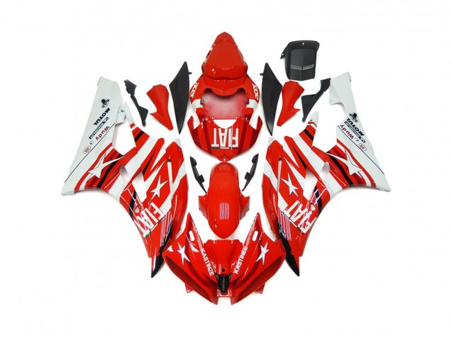 Estrella Roja & Blanca Fiat 2006-2007 Yamaha R6 Carenado Moto
