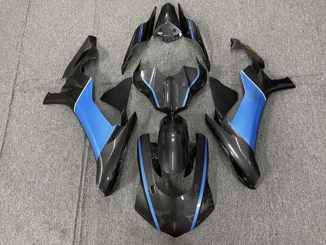 Fibra De Carbono & Azul Claro 2015-2019 Yamaha R1 Carenado Moto