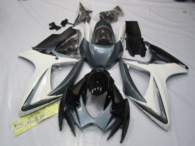 Gris & Blanco 2006-2007 Suzuki GSXR 600-750 Carenado Moto