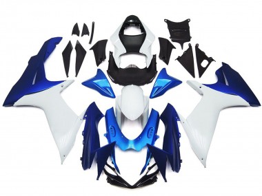 Kit De Estilo Liso Blanco & Azul 2011-2024 Suzuki GSXR 600-750 Carenado Moto