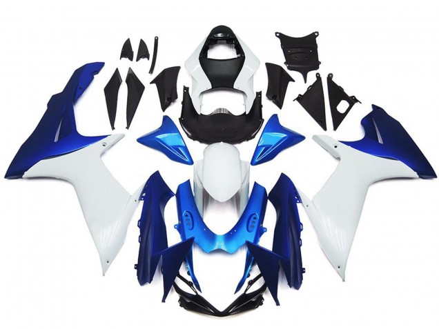 Kit De Estilo Liso Blanco & Azul 2011-2024 Suzuki GSXR 600-750 Carenado Moto