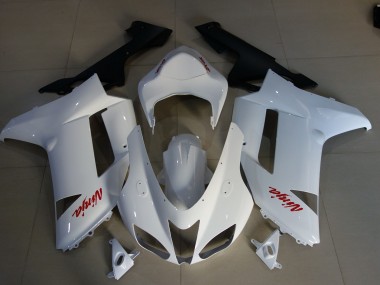 Logotipos En Blanco Brillante & Rojo 2007-2008 Kawasaki ZX6R Carenado Moto