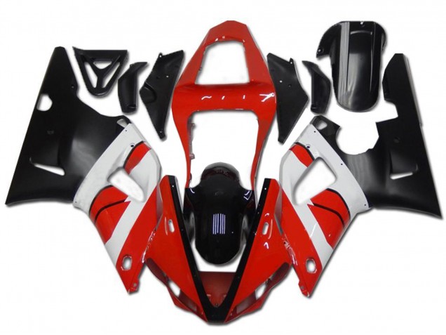 Carenado Moto Yamaha YZF R1 2000-2001 - Rojo Blanco Negro Brillante