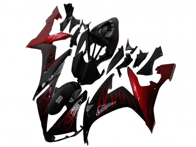 Carenados Moto Yamaha YZF R1 2004-2006 - Negro Brillante Rojo Llama