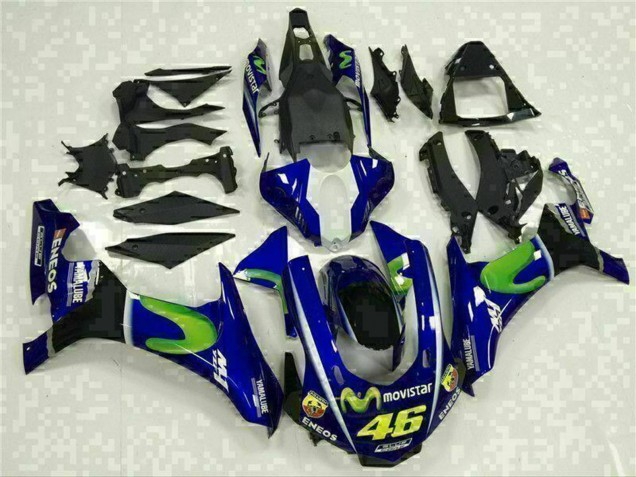Carenados Moto Yamaha YZF R1 2015-2019 - Azul Plata Negro Verde MoviStar