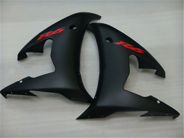Carenados Moto Yamaha YZF R6 2003-2004 - Negro Brillante Negro Mate Rojo Calcomanías