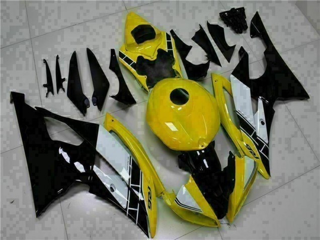 Carenados Moto Yamaha YZF R6 2008-2016 - Amarillo Blanco Negro Brillante