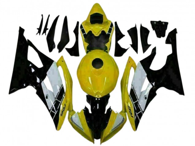 Carenados Moto Yamaha YZF R6 2008-2016 - Amarillo Blanco Negro Brillante