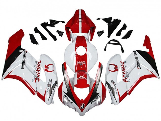 Carenados Moto Honda CBR1000RR 2004-2005 - Blanco Rojo Negro Brillante Pramac Bridgestone