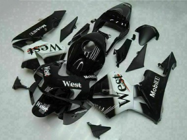 Carenados Moto Honda CBR600RR 2003-2004 - Negro Brillante Blanco West Mobil