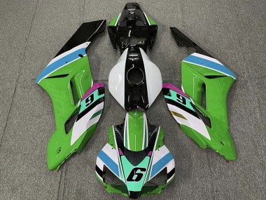 Carenados Moto Honda CBR1000RR 2004-2005 - Blanco Verde Azul Negro Brillante 6