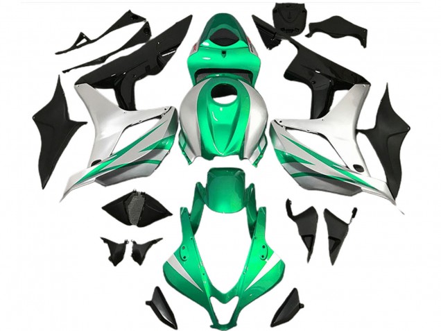 Carenados Moto Honda CBR600RR 2007-2008 - Plata Verde Negro Brillante OEM Estilo