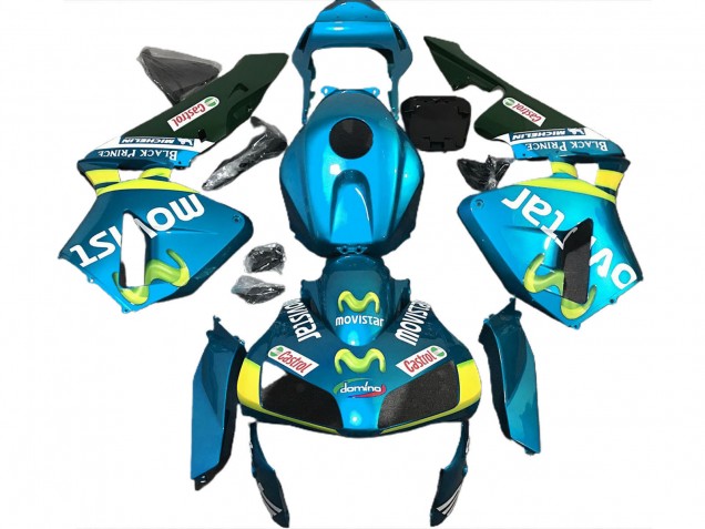 Carenados Moto Honda CBR600RR 2003-2004 - Azul Claro Amarillo Verde MoviStar