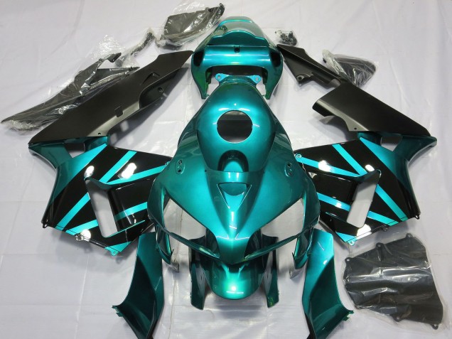 Carenados Moto Honda CBR600RR 2005-2006 - Azul Verdoso Negro Brillante Diseño