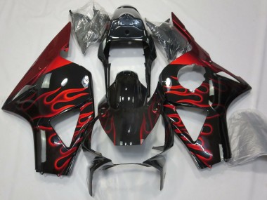 Carenados Moto Honda CBR954RR 2002-2003 - Negro Brillante Rojo Llama