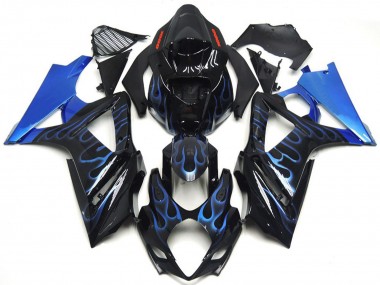 Carenados Moto Suzuki GSXR 1000 2007-2008 - Negro Brillante Azul Llama