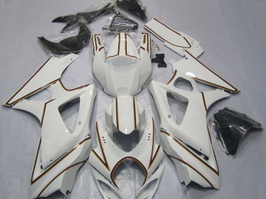 Carenados Moto Suzuki GSXR 1000 2007-2008 - Blanco Brillante Naranja Pinstripe