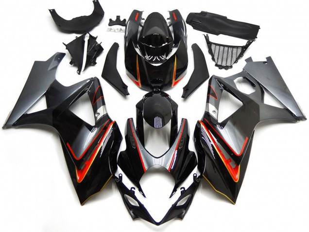 Carenados Moto Suzuki GSXR 1000 2007-2008 - Negro Brillante Rojo Plata