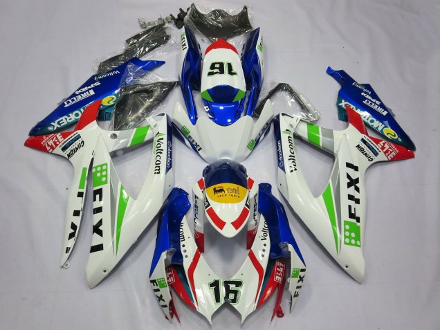 Carenados Moto Suzuki GSXR 600 / GSXR 750 2008-2010 - Blanco Azul Verde Amarillo Rojo Fixi 16