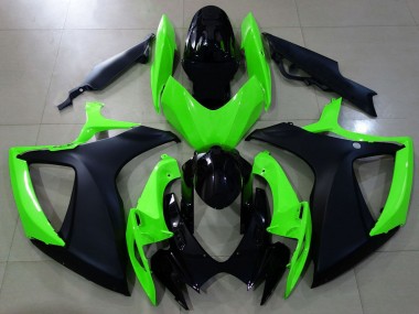 Carenados Moto Suzuki GSXR 600 / GSXR 750 2006-2007 - Verde Negro Brillante Negro Mate