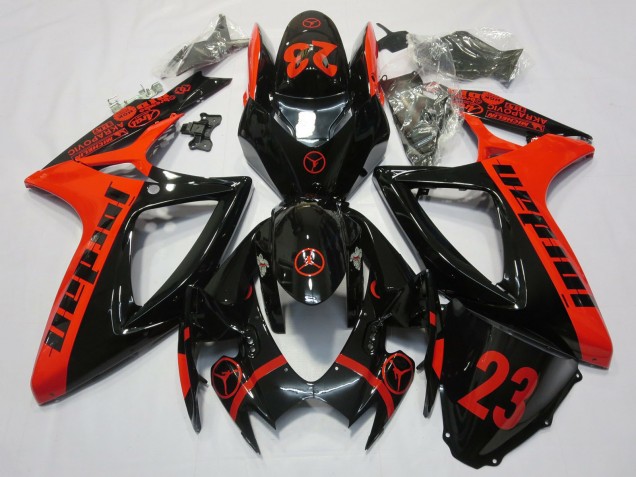 Carenados Moto Suzuki GSXR 600 / GSXR 750 2006-2007 - Rojo Negro Brillante Jordan 23
