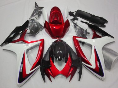 Carenados Moto Suzuki GSXR 600 / GSXR 750 2006-2007 - Blanco Rojo Negro Brillante