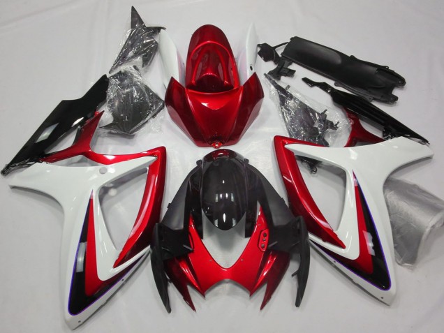 Carenados Moto Suzuki GSXR 600 / GSXR 750 2006-2007 - Blanco Rojo Negro Brillante