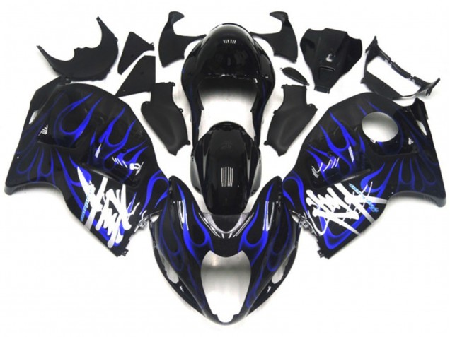 Carenados Moto Suzuki GSXR 1300 1996-2007 - Negro Brillante Azul Profundo Llama