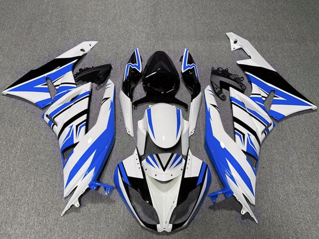 Carenados Moto Kawasaki ZX6R 2009-2012 - Blanco Azul Negro Zag