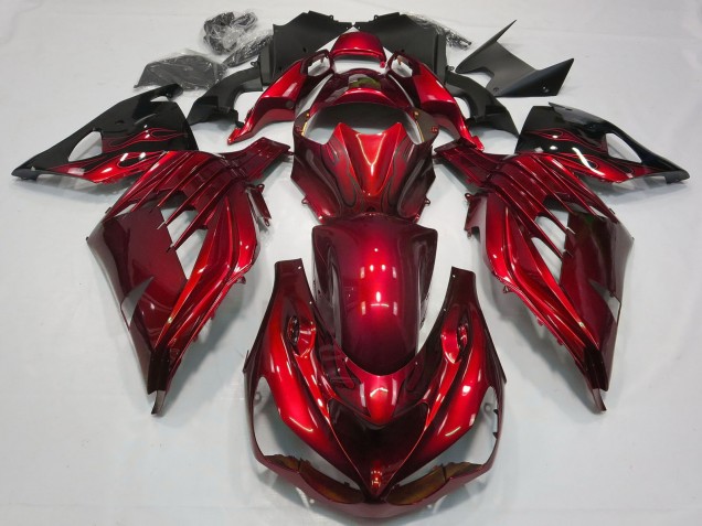 Carenado Moto Kawasaki ZX14R ZZR1400 2012-2024 - Rojo Negro Brillante
