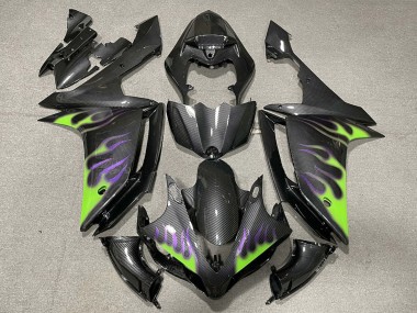 Carenados Moto Yamaha R1 2007-2008 - FibraCarbono Verde Púrpura Llama
