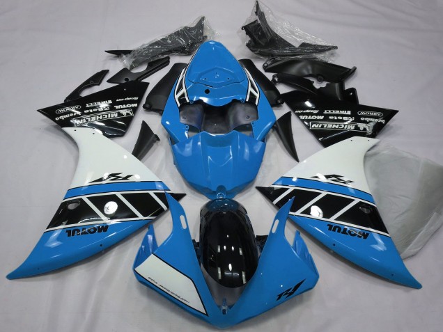 Carenados Moto Yamaha R1 2012-2014 - Azul Blanco Negro Brillante
