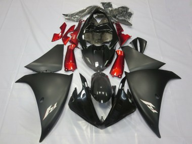 Carenados Moto Yamaha R1 2012-2014 - Negro Brillante Negro Mate Rojo